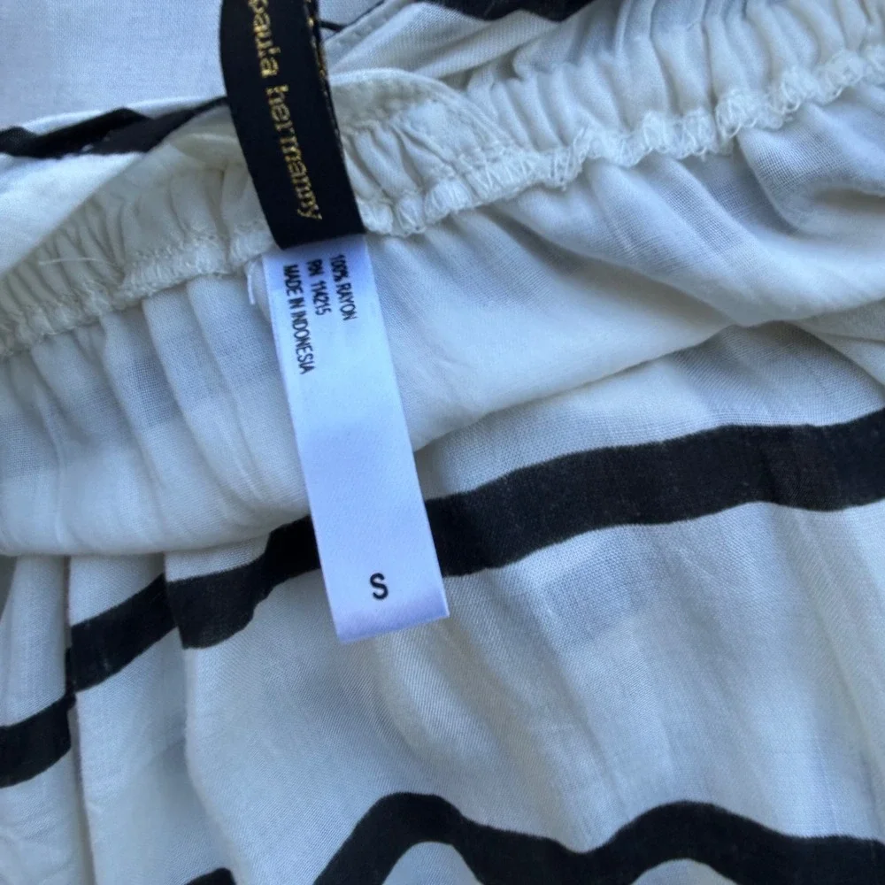 VIX PAULA HERMANNY Odette Band Long‎ Dress Black White Stripe Strapless Maxi S